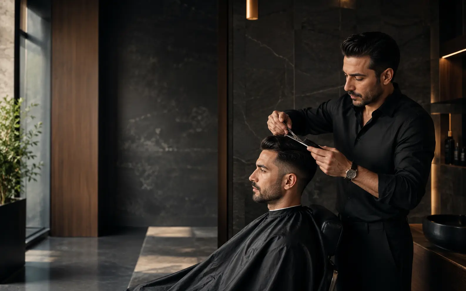 Obsidian Barber House’ta saç kesimi yapan uzman berber